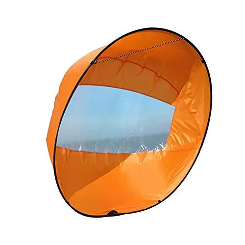 Kayak Vela pieghevole portatile Wind Paddle Kayak Sail Kit con borsa portaoggetti pieghevole per canoa vela trasparente con accessori per kayak, canoe, barche gonfiabili, pagaia, Arancione