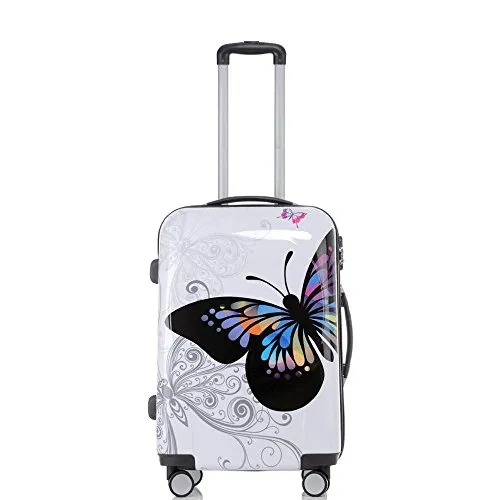 Borsa da viaggio, trolley in policarbonato con ABS. Involucro rigido e motivo: farfalle Multicolore farfalla 3: 70 Liter - Gr. L