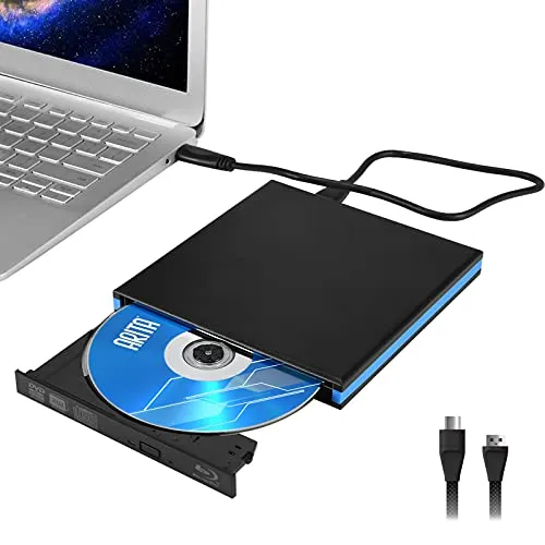 Kacsoo Lettore Dvd Esterno Blue Ray Type-C USB 3.0 Slim Portable Bluray BD Dvd Lettore masterizzatore Ottico Compatibile con MacOS, Windows XP / 7/8/10 per MacBook, Laptop, Desktop, PC