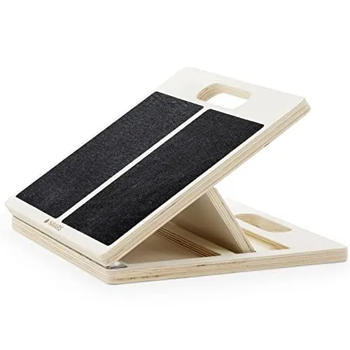 Navaris Pedana Fitness Slant Board - Attrezzi Stretching Polpacci - Rialzo da Palestra a 3 Altezze Antiscivolo Allungamento Muscolare a Casa - Poggiapiedi Legno Blocchi