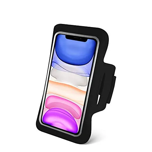 Fascia da braccio smartphone sportiva lycra traspirante impermeabile leggero Universale valido per smartphone fino a 6,8" Finestra ultra chiara con elevata sensibilità al tocco (Nero)