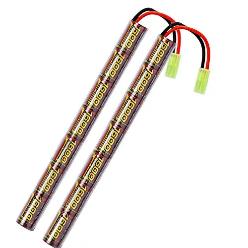 melasta 8.4V 1600mAh NiMH Airsoft Batteria con Mini Tamiya Connettore, Batteria ad Alte Prestazioni per AK47 MP5K RPK PKM, CYMA CM.028U ERICS13, SIG Fucile Carabina ad Aria Compressa Airsoft, 2 Pezzi