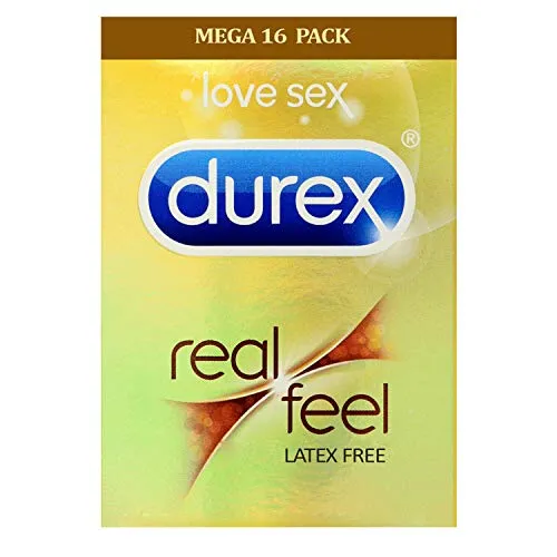 Durex Real Feel - Preservativi maschili, confezione da 16