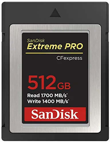 SanDisk Extreme PRO CFexpress Scheda Tipo B, Fino a 1.700 MB/sec, per Filmati RAW 4K, 512GB