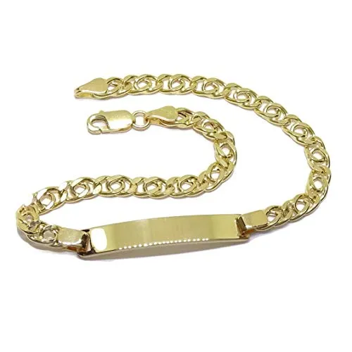 Bracciale per bambino in oro giallo 18k con placca 100% personalizzabile, lunga 17,50 cm e 4,10 gr di oro 18 k. Comunione speciale, oro