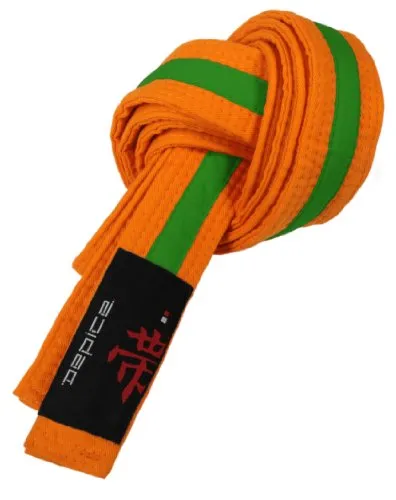 DEPICE Judo, Colore:, Unisex, Gürtel Karategürtel Judogürtel, Arancione/Verde, 280 cm