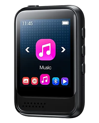 32GB Lettore MP3 con Bluetooth 5.0, JOLIKE HiFi Lossless Sound Lettore di musica con Radio FM, Line-in Registratore Vocale, 1.8 Pollici Full Touch Schermo, Supporto espandibile fino a 128G