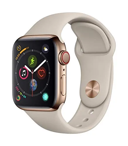 Apple Watch Series 4 (GPS + Cellulare) Cassa 40 mm in Acciaio Inossidabile Color Oro e Cinturino Sport Grigio Pietra