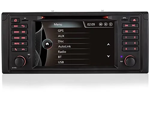 iFreGo Autoradio con Bluetooth, 7 pollici 1 Din Radio per BMW E39 (Serie 5, M5) E53 (X5), Radio GPS Navigazione DVD CD RDS, Radio FM supporta il controllo del volante, fotocamera posteriore, scheda SD