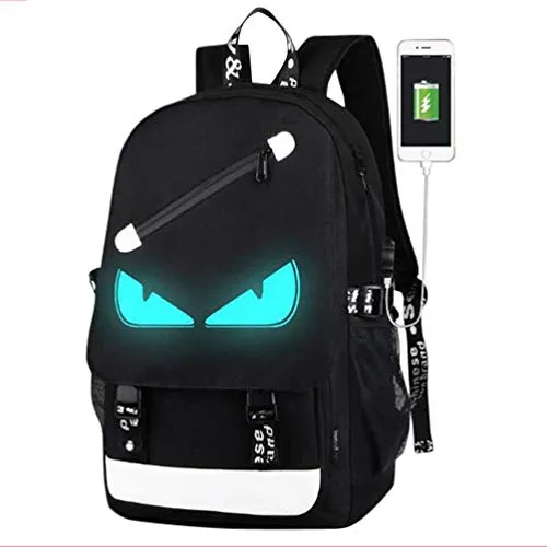 Withu Kyd unisex Cool Boys Girls anime luminoso uomini donne Outdoor zaini da viaggio zaino Zaino zaino a tracolla scuola borsa per PC portatile, con porta di ricarica USB, unisex, USB Black Devil