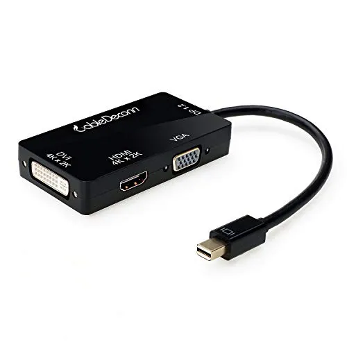 CableDeconn - Mini DisplayPort multifunzione (compatibile con porta Thunderbolt) a HDMI DVI VGA cavo adattatore convertitore maschio a femmina 3-in-1