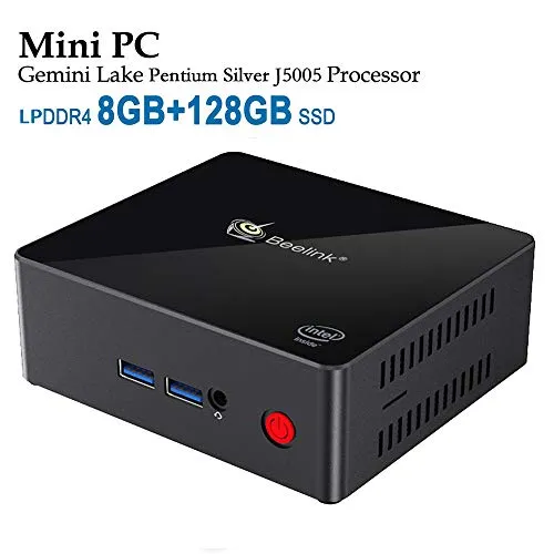Beelink X55 Mini PC, Mini Computer con Windows 10, Intel Gemini Lake Pentium Silver J5005, 8GB LPDDR4/128GB SSD, WIFI 2.4/5.8GHz, 4K, Gigabit Ethernet, Doppio HDMI 2.0, BT 4.0, Auto-accensione