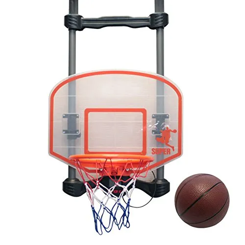 BAKAJI Canestro Basket Aggancio Porta Casa con Segna Punti Punteggio Digitale e Suoni Realistici Struttura in Plastica Dimensione 62 x 37 x 60 cm Gioco Sport Bimbi