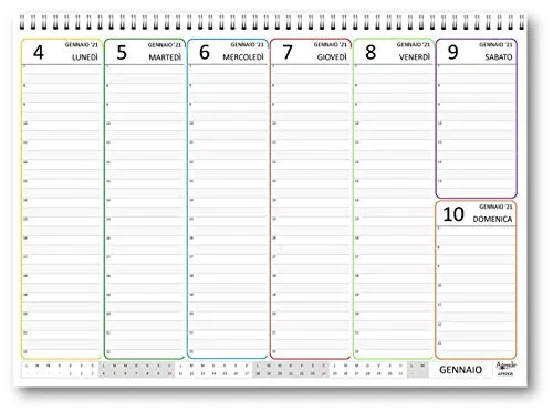 Planning da tavolo 21x30 SPIRALATO 2020 cornici a colori (55 fogli da 90 gr) agenda da tavolo datata