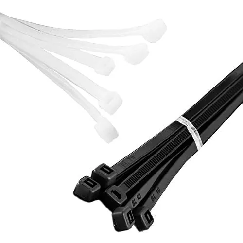 MutecPower Fascette per Cablaggio Lunghe 1m/100cm Nero e Bianco 10-Pack in Nylon Robusto, Tenuta 80 kg - 8.8x1000mm