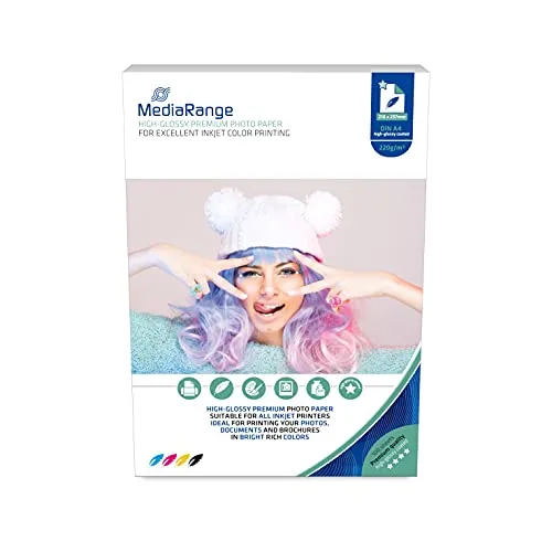 MediaRange MRINK103 carta fotografica glossy DIN A4 (210 x 297mm) 200gr 100 fogli