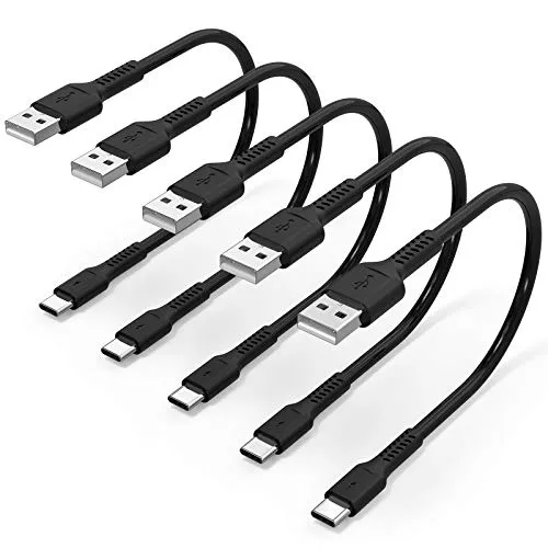 30cm Cavo USB Type-C Corto [5Pezzi], USB A a USB C Cavo 3A Ricarica Rapida Cavo Dati Android Auto USB Tipo-c per Samsung Galaxy A10/A12/A52/S20/S21/Note 10, Huawei, Xiaomi,Oneplus