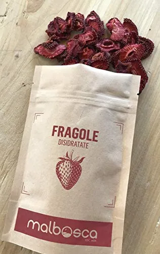 Fragola disidratata 25 gr SENZA ZUCCHERO, prodotto 100 % italiano disidratate a freddo SENZA conservanti aggiunti SENZA additivi SOLO frutta fresca disidratata