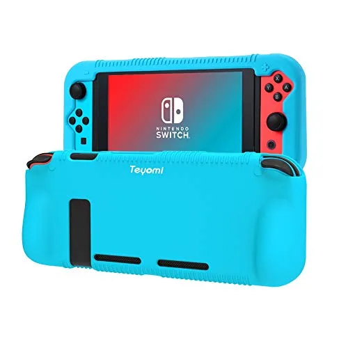 Teyomi Custodia Compatibile con Nintendo Switch, Cover Protettiva per Custodia in Silicone con 2 Fessure per Carte Da Gioco, Assorbimento Degli Urti e Antigraffio(Blu)