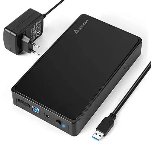 Salcar USB 3.0 Enclosure per Disco Rigido Esterno per 3.5 Pollici SATA SSD e HDD Dischi Rigidi, con 12 V 2 a Alimentazione teilomp Compatibile