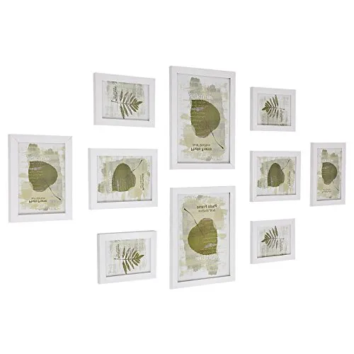 SONGMICS Set di 10 Cornici per Foto, 2 di 20 x 25 cm (8 x 10 Pollici), 4 di 13 x 18 cm (5 x 7 "), 4 di 10 x 15 cm (4 x 6 "), Copertura in PS, MDF, Bianco RPF310W