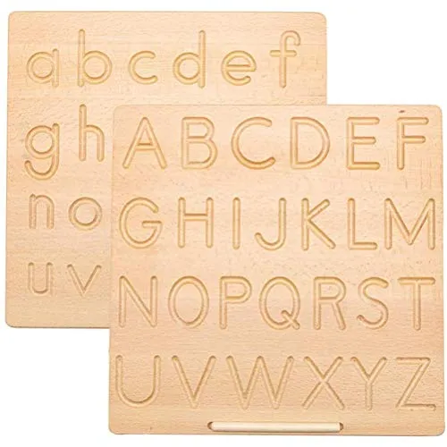 Lettere in legno Tracing Board, Tabellone per tracciare lalfabeto in legno Montessori, Lavagna per esercitarsi con lettere in legno, strumento per tracciare lalfabeto su due lati Imparare