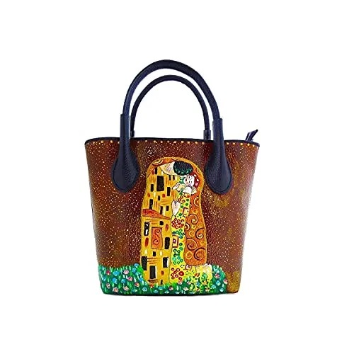 Borsa in pelle dipinta a mano – IL BACIO DI KLIMT - Borse Donna, Borse a Mano, Vera Pelle, Made in Italy, in Pelle Dipinta, Borsetta e Borse a Tracolla, Lavorazione Artigianale