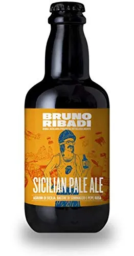 Sicilia Bedda - Birra Siciliana"BRUNO RIBADI" - Birre Artigianali d'alta Classe - Formato 330 Ml (SICILIAN PALE ALE con Grano Perciasacchi)