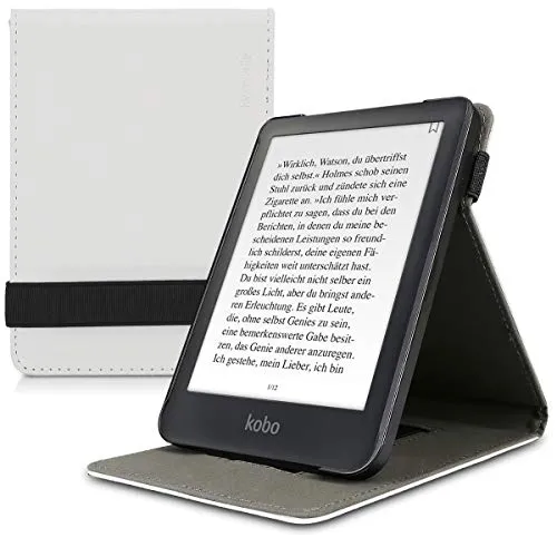 kwmobile Custodia Verticale Compatibile con Kobo Clara HD - Cover con Fascia Mano e leggìo - Case e-Reader Flip