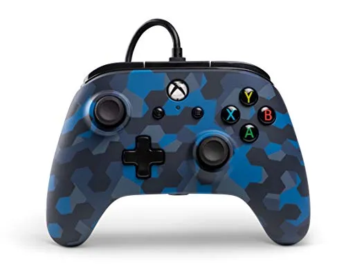 PowerA Controller cablato Licenza ufficiale di Microsoft e compatibile con Xbox One, Xbox One S, Xbox X e Windows 10, Blu / Nero (Stealth Blue Camouflage)