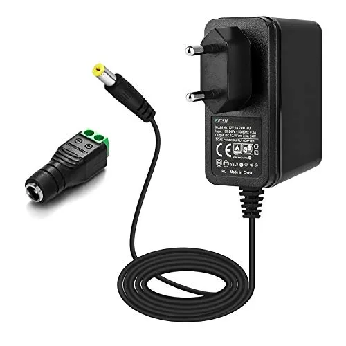 EFISH Alimentatore trasformatore 12V 2A 24W,Spina di Alimentazione per,Telecamera CCTV,Tastiera Yamaha,Router,hub,Strisce LED,Telekom,T-Com,Speedport,radiowecker,Scanner,Interruttore,CE Approve