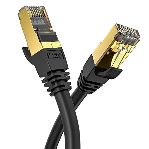 Veetop Cavo Ethernet LAN Cat 8 RJ45 per Rete Alta velocità 40 Gbps / 2000 MHz, 1 Metro Nero