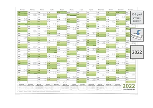 Calendario da parete/organizzatore annuale XL 2022 grande formato A0 118,8 x 84,0 cm materiale 135g/m2 stampa di qualità piegata