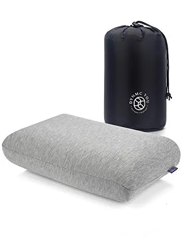 Confortevole Cuscino da Viaggio e Cuscino Campeggio, Borsa Compresa, Rivestimento Morbido in Bambù, Certificato OEKO-TEX - Solido Cuscino Memory Foam - Ideale Cuscino Cervicale per Dormire - DYNMC YOU