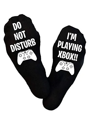 I'm Playing Xbox, Do Not Disturb Gaming Xbox, Calzini per Xbox Gaming, Calcio Fan, Xbox, Calzini da gioco Xbox, Calzini di Natale, Regalo di compleanno, Giocatore, Stocking Filler, Nero , Small