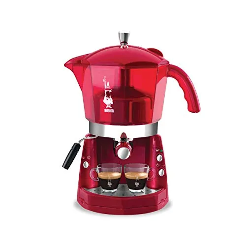 Bialetti MOKONA CF40 Macchina Caffe' Espresso TRIVALENTE: Capsule Alluminio, CIALDE ESE e Caffe' MACINATO. EROGATORE Cappuccino Colore Rossa Nuova