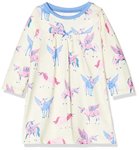 Hatley Long Sleeve Nighties Camicia da Notte, Bianco (Mystic Unicorns 100), 10 Anni Bambina