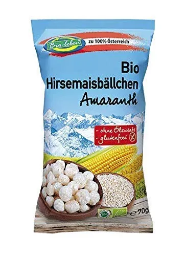 Palline di miglio, mais e amaranto Snack Bio senza glutine 6x70g non salato, realizzato con ingredienti austriaci al 100% in Austria, spuntino ideale, privo di allergeni