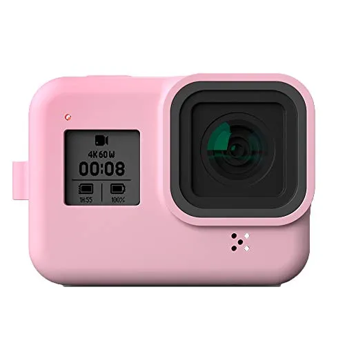 Linghuang Siliconica Custodia Protettiva per GoPro Hero 8 Black Action Camera, Housing Case Protector Cover per GoPro Hero 8 Black (Rosa)