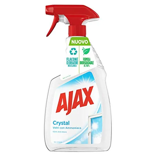 Ajax - Detersivo Crystal Clean, per Vetri, Con Ammoniaca, 100% Anti-Alone - 750 ml