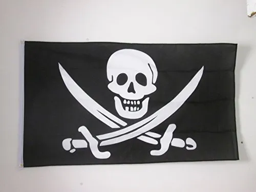 AZ FLAG Bandiera Pirata Jack Rackham 150x90cm - Bandiera dei Pirati - Teschio 90 x 150 cm