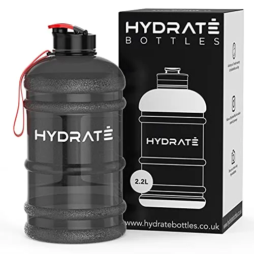 HYDRATE Borraccia 2 Litri XL – Borraccia Senza BPA, con tappo, Borraccia Palestra - Diversi Colori (Nero)