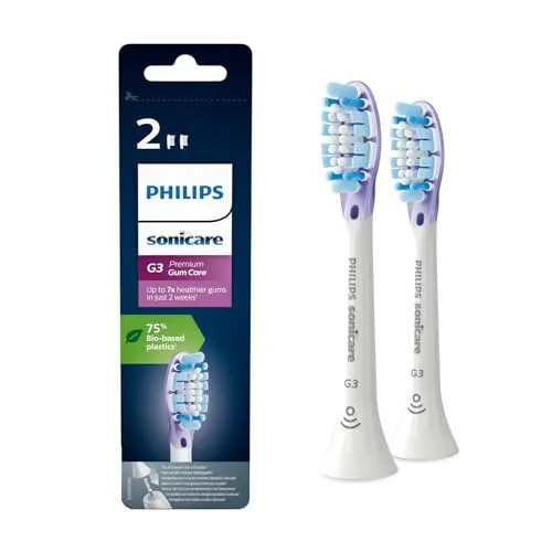 Philips Sonicare HX9052/17 Pack da 2 Testine di Ricambio G3 Premium Gum Care, con RFID e Tecnologia Adaptive, Per Gengive Sane, Bianco