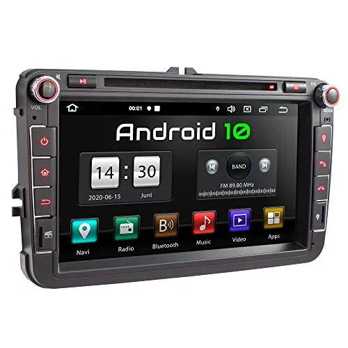 XOMAX XM-11GA Autoradio con Android 10 adatto per VW SEAT SKODA I Quad Core, 2GB RAM, 32GB ROM I Navigatore GPS I Supporto WIFI, 4G, DAB, OBD2 I Bluetooth I Touch Screen 8'' I DVD, CD, USB, SD, RDS
