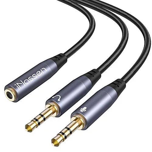 Cavo Audio Microfono Cuffie, Sdoppiatore Aux Stereo Adattatore Jack Maschio 3,5 mm a 2 Femmina splitter Ausiliario Audio Jack 3,5mm per P S 4, X b o x O n e, PC, Cuffie, Tablet, Phone, MP3, Auricolari