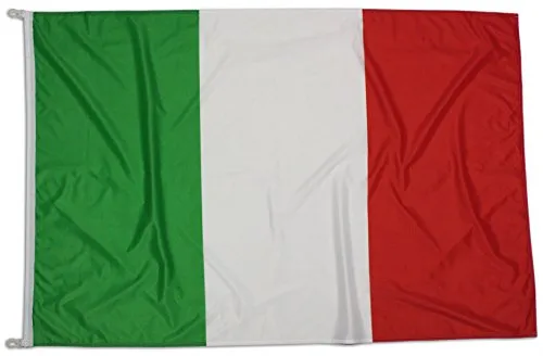 Bandiera Italia 150x100 cm in Stampa Serigrafica da 160g/m², Bandiera Italiana 150x100 Lavabile, Bandiera dell'Italia 150x100cm in Stamina di Poliestere con Cordino e con Doppia Cucitura perimetrale