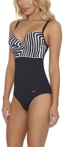 Feba Modellante Corpo Push Up Costume da Bagno per Donna SC1RL2T (Nero/Crema, EU Cup 70E/Bottom 36 (IT 1E/42))