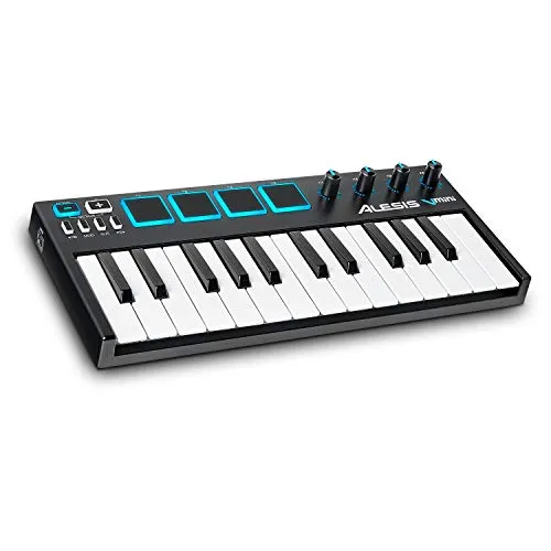 Alesis V Mini - Tastiera MIDI Controller USB Portatile a 25 Tasti con 4 Pad Retroilluminati, 4 Manopole Assegnabili e Software Professionale Incluso