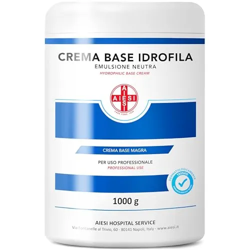 AIESI® Crema Base idrofila emulsione neutra magra pura (Barattolo da 1 kg), Ideale per uso farmaceutico, cosmetico e dermatologico, Made in Italy