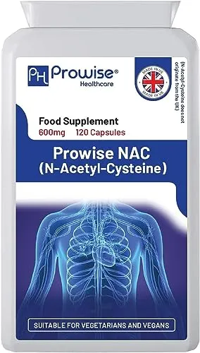 NAC N-acetil-cisteina 600mg 120 capsule - Prodotto nel Regno Unito | Standard GMP di Prowise Healthcare | Adatto a vegetariani e vegani